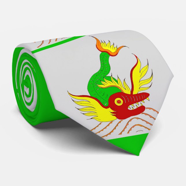  scary dragon print neck tie (Rolled)