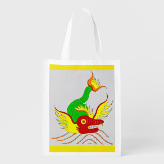 scary dragon print reusable grocery bag