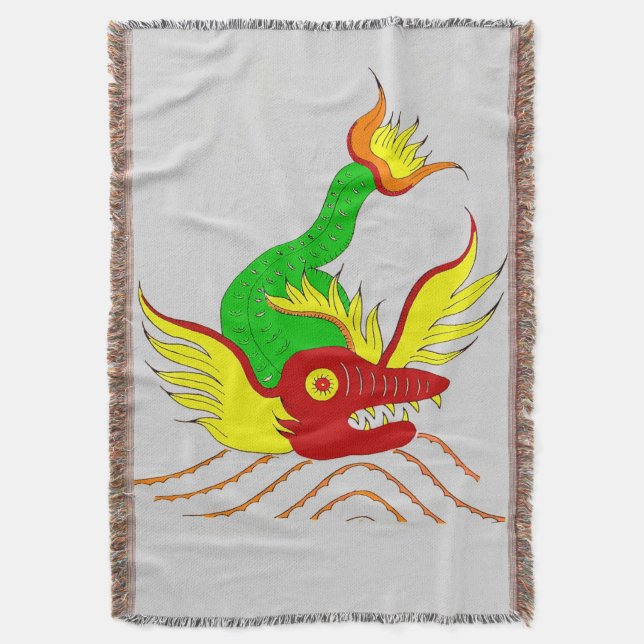 scary dragon print throw blanket (Front Vertical)