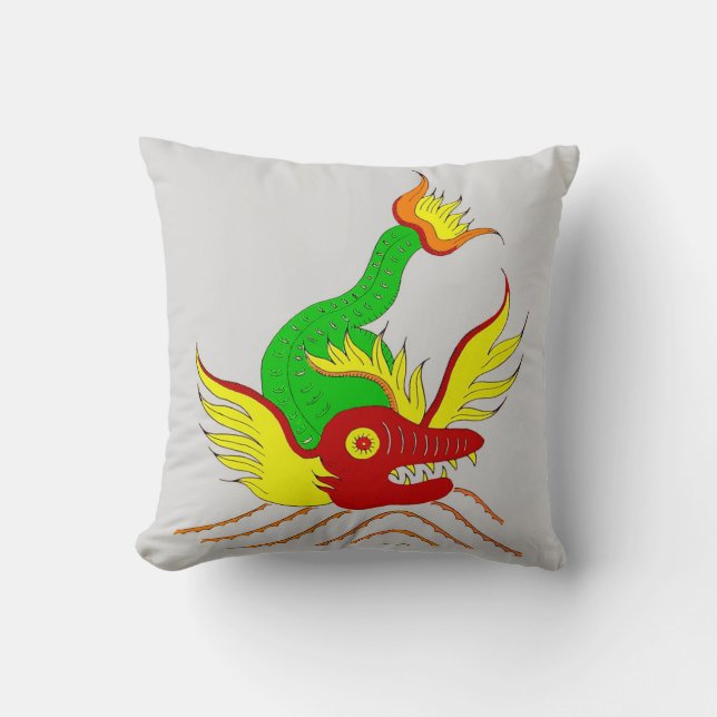scary dragon print throw pillow (Front)
