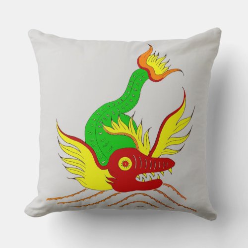 scary dragon print throw pillow