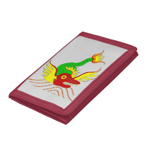 scary dragon print tri-fold wallet