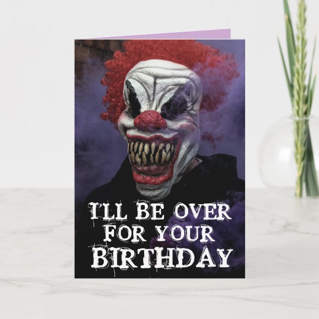 SCARY EVIL CLOWN BIRTHDAY SNUGGLE Greeting Card (Front)