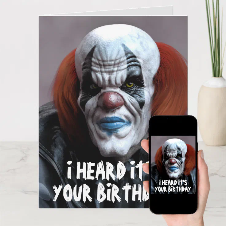 Scary Evil Clown Funny Big Birthday Card Zazzle