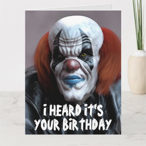 SCARY EVIL CLOWN FUNNY BIG BIRTHDAY CARD