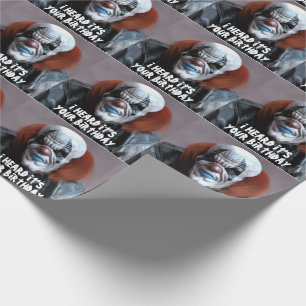 SCARY EVIL CLOWN FUNNY BIG BIRTHDAY  WRAPPING PAPER