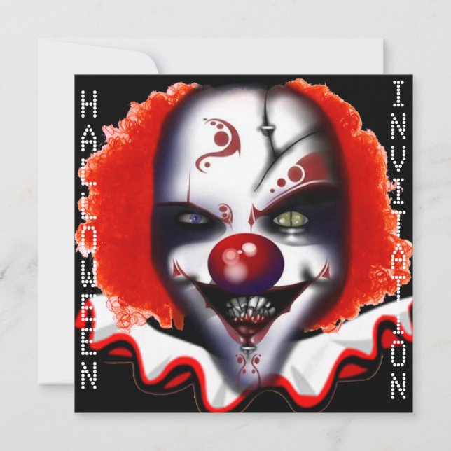 scary evil clown meme halloween party invitation (Front)
