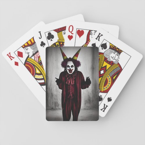 Scary Evil Clown Red Costume Playing Cards