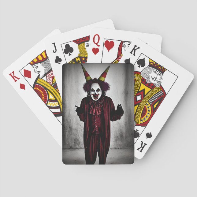 Scary Evil Clown Red Costume Poker Cards (Back)