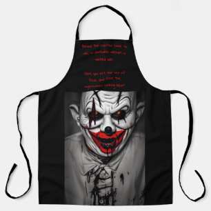 Scary Evil Smiling Clown & Quote Apron