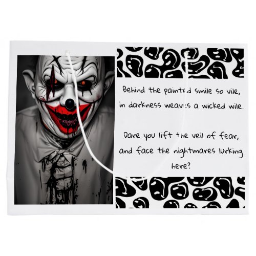 Scary Evil Smiling Clown  Quote Large Gift Bag