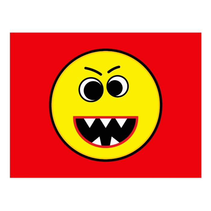 Scary Evil Yellow Smiley Emoticon Postcards