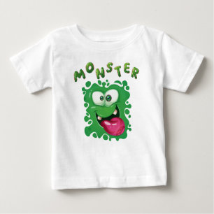 Scary Expressions Fun Green Monster Face Baby T-Shirt