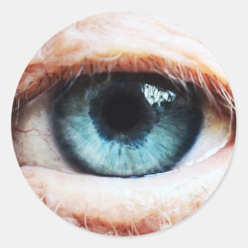 Scary Eyeball  Halloween Blue Eye spooky zombie Classic Round Sticker