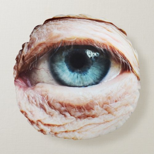 Scary Eyeball  Halloween BlueGreen Eye _ spooky Round Pillow