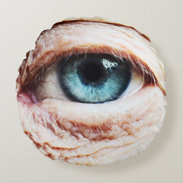 Scary Eyeball & Halloween Blue/Green Eye - spooky Round Pillow (Front)