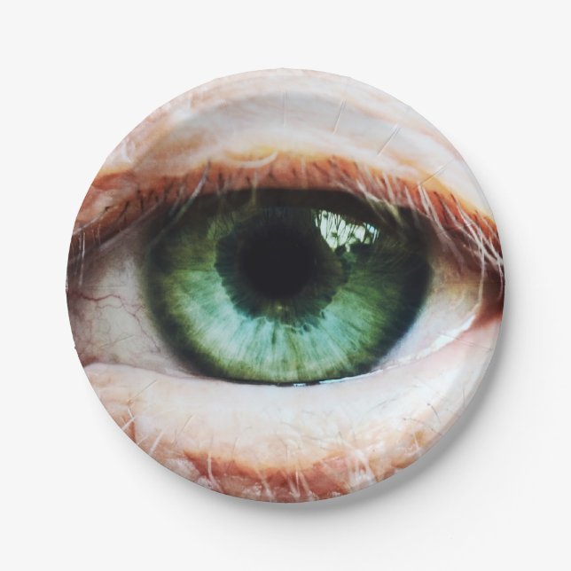 Scary Eyeball & Halloween Green Eye /spooky zombie Paper Plates (Front)