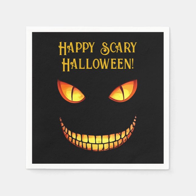 Scary Eyes and Crazy Smile Halloween  Napkins (Front)