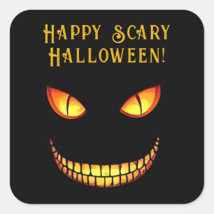 Scary Eyes and Crazy Smile Halloween Square Sticker