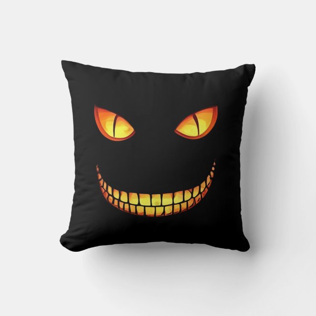 Scary Eyes and Crazy Smile Halloween  Throw Pillow (Front)