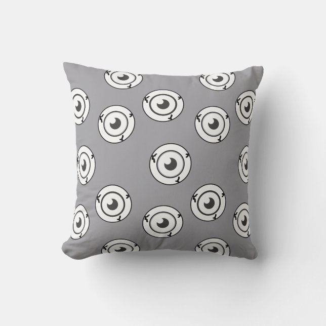 Scary Eyes Halloween Gray  Throw Pillow (Front)