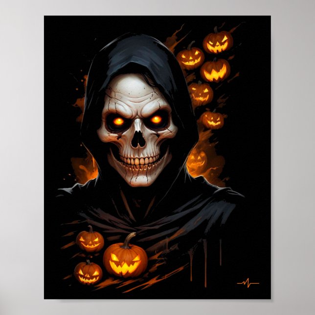 Scary Face Halloween Costume T-shir  Poster (Front)