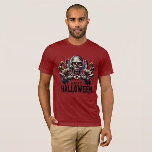 Scary Face & Hand Halloween Horror Design T-Shirt