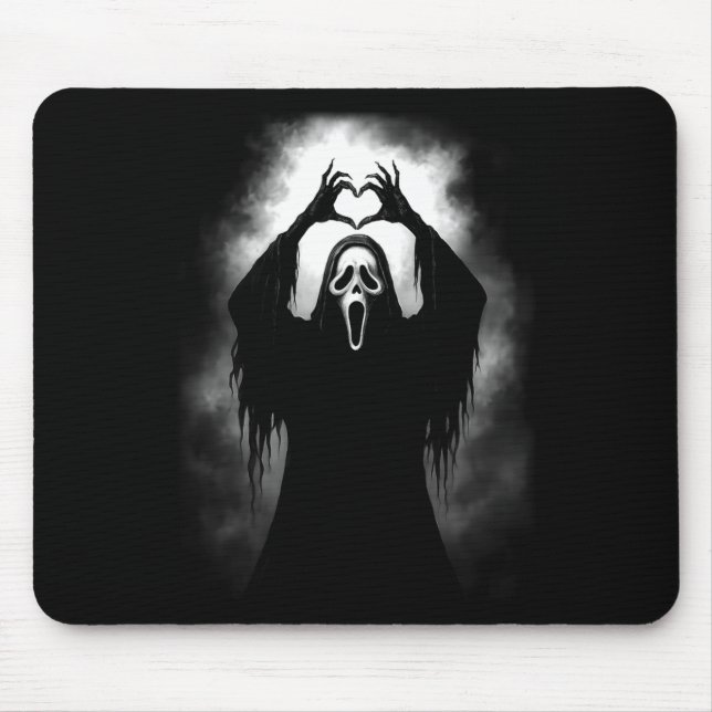 Scary Face Horror Creepy Ghost Heart Hands Hallowe Mouse Pad (Front)