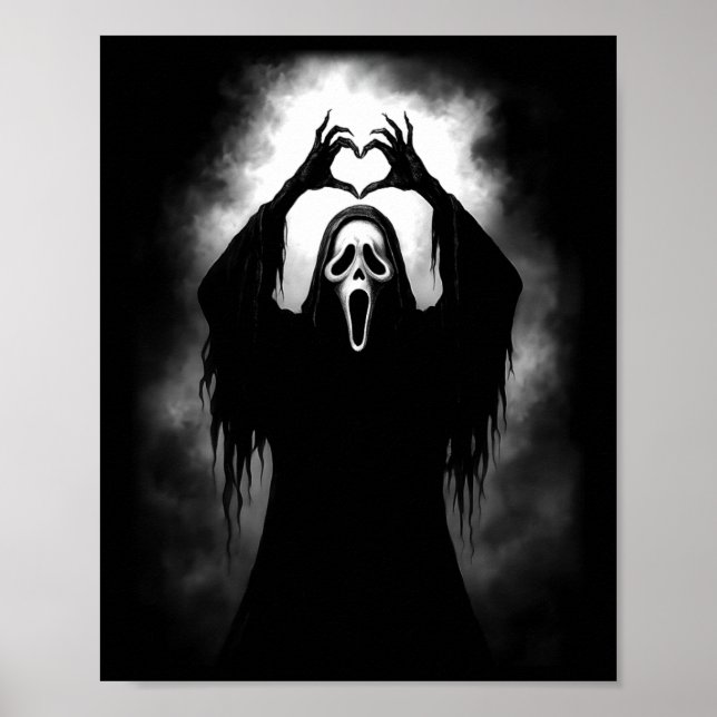 Scary Face Horror Creepy Ghost Heart Hands Hallowe Poster (Front)