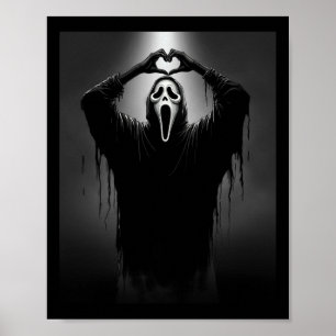 Scary Face Horror Ghost Heart Hands Creepy Hallowe Poster