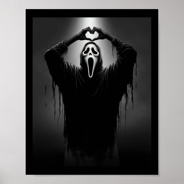 Scary Face Horror Ghost Heart Hands Creepy Hallowe Poster (Front)
