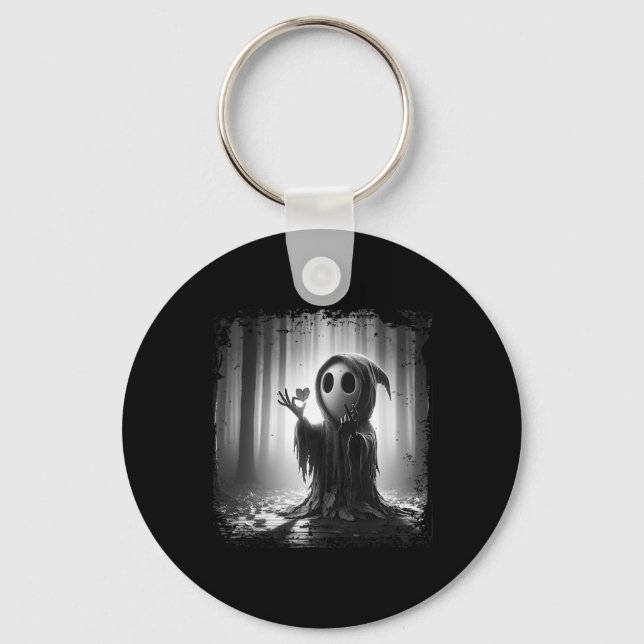 Scary Face Horror Poster Halloween Ghost Heart Sha Keychain (Front)