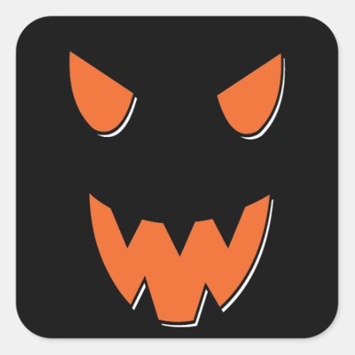 Scary Face On Halloween Pumpkin Square Sticker
