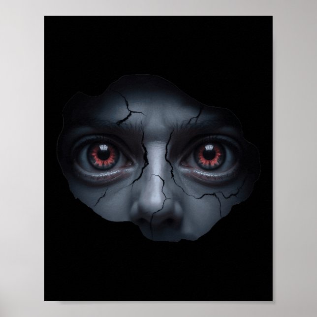 Scary Face Peeking – Funny Stomach Illusion Horror Poster (Front)
