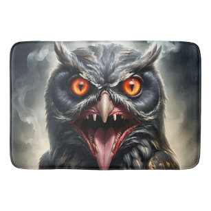 Scary Fanged Vampire Owl, Bath Mat