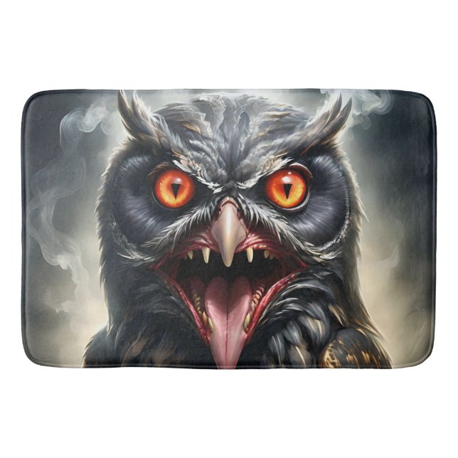 Scary Fanged Vampire Owl, Bath Mat (Front)