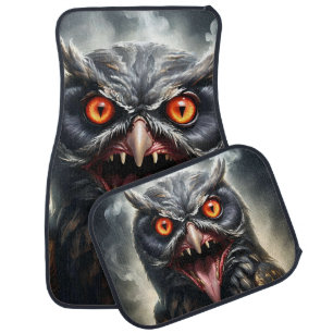 Scary Fanged Vampire Owl, Car Floor Mat