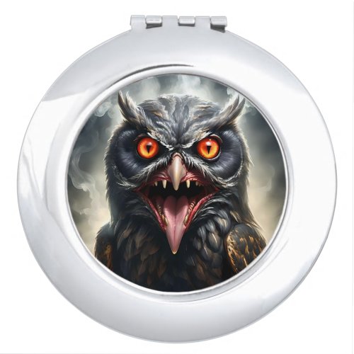 Scary Fanged Vampire Owl Compact Mirror