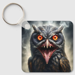 Scary Fanged Vampire Owl, Keychain