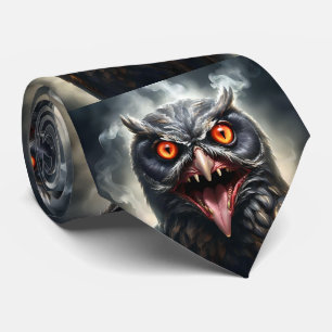 Scary Fanged Vampire Owl, Neck Tie