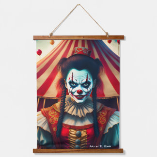 Scary Female Clowns Wall Scroll Set Hanging Tapestry