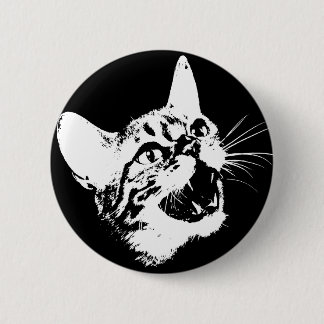 Scary Feral Cat Pinback Button