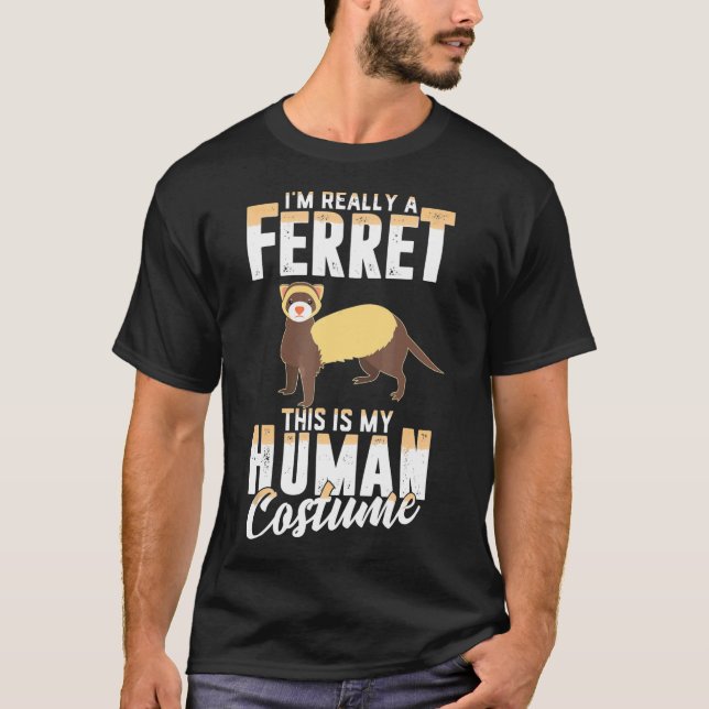 Scary Ferret Human Costume Halloween  Women Men T-Shirt (Front)