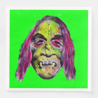 scary fiendish horror monster portrait paper dinner napkins
