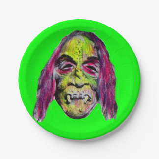 scary fiendish horror monster portrait paper plates