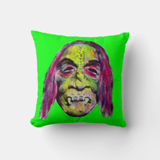 scary fiendish horror monster portrait throw pillow