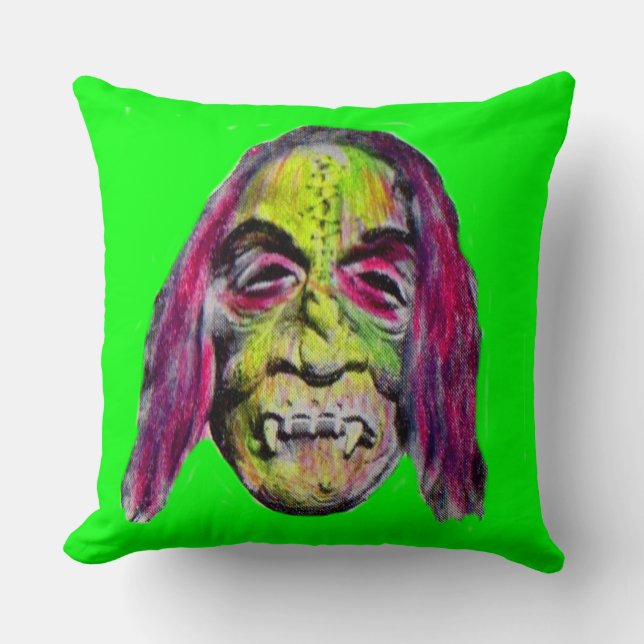 scary fiendish horror monster portrait throw pillow (Front)