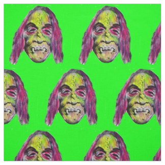 scary fiendish horror monster print fabric