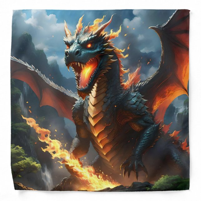 Scary Fire Breathing Dragon,  Bandana (Front)