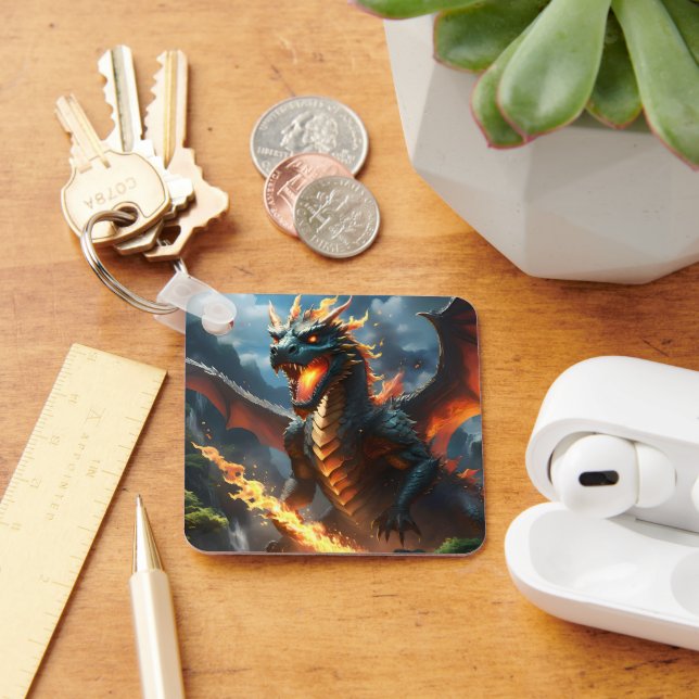 Scary Fire Breathing Dragon, Keychain (Desk)